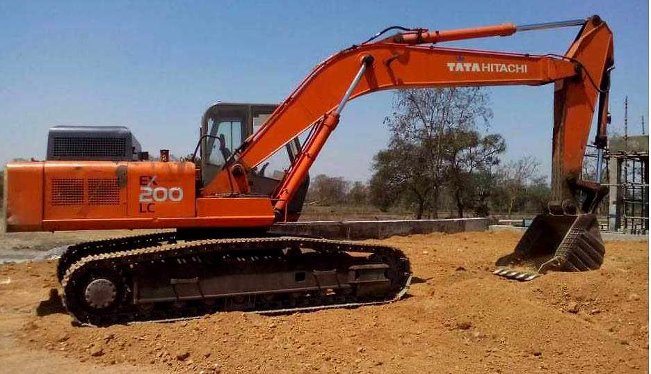 Tata Hitachi EX200 LC excavator on an earthworks site
